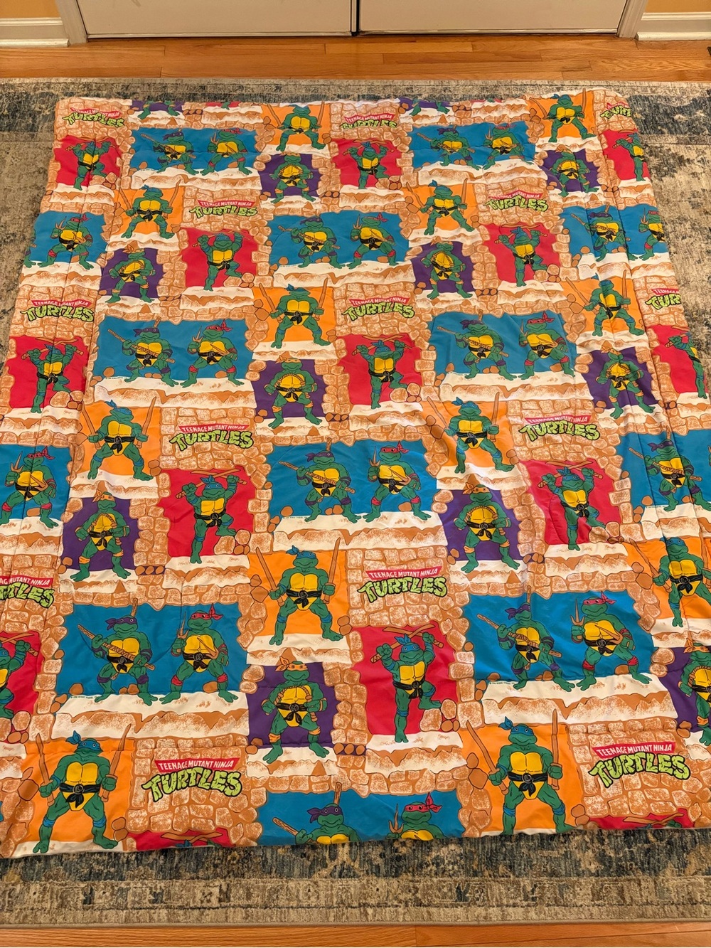 Vintage 1988 Teenage Mutant Ninja Turtles FULL Size Comforter Mirage USA 87x76”